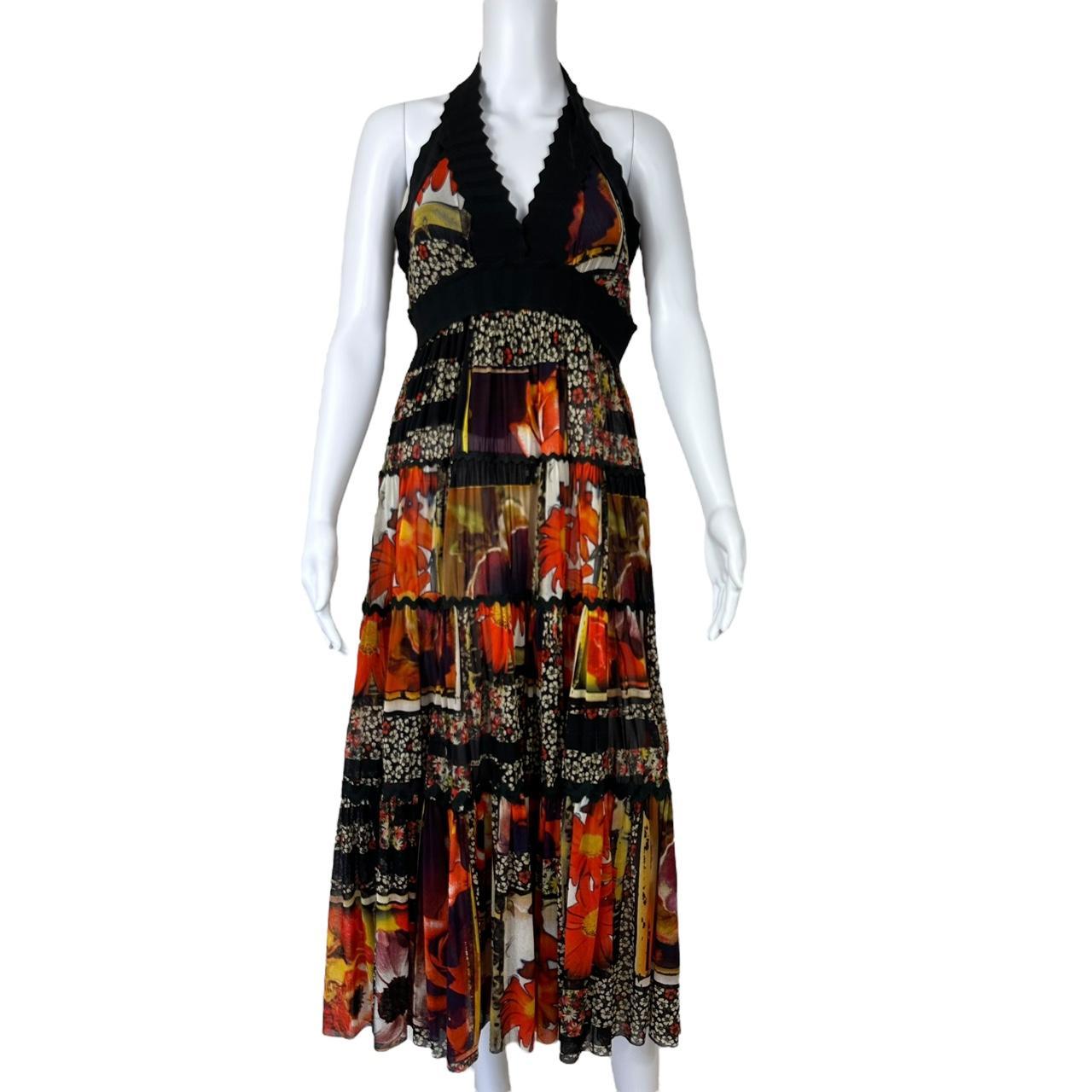 Jean Paul Gaultier Soleil Mesh Patchwork Halter Maxi Dress