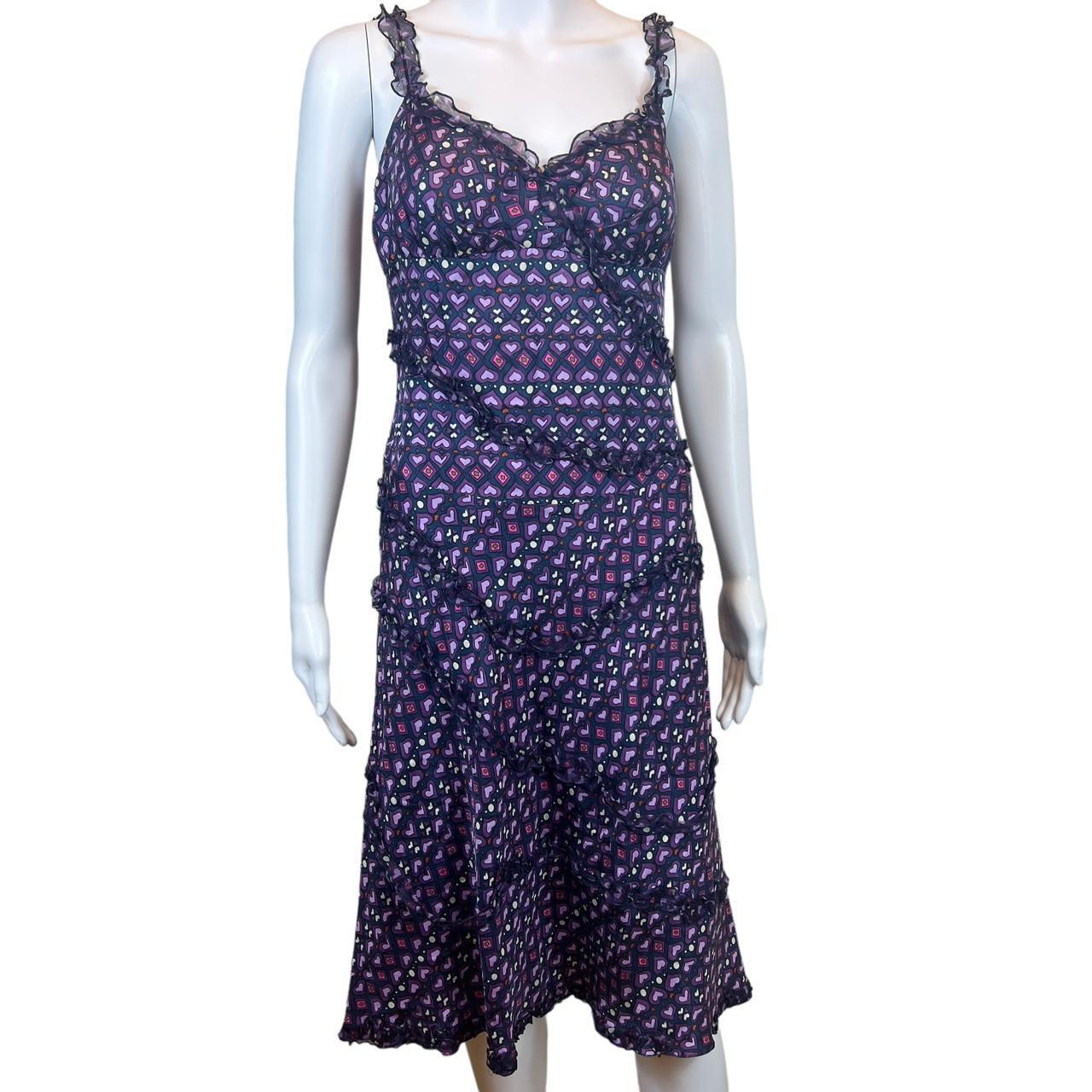 Moschino Cheap & Chic Purple Heart Printed Silk Midi Dress