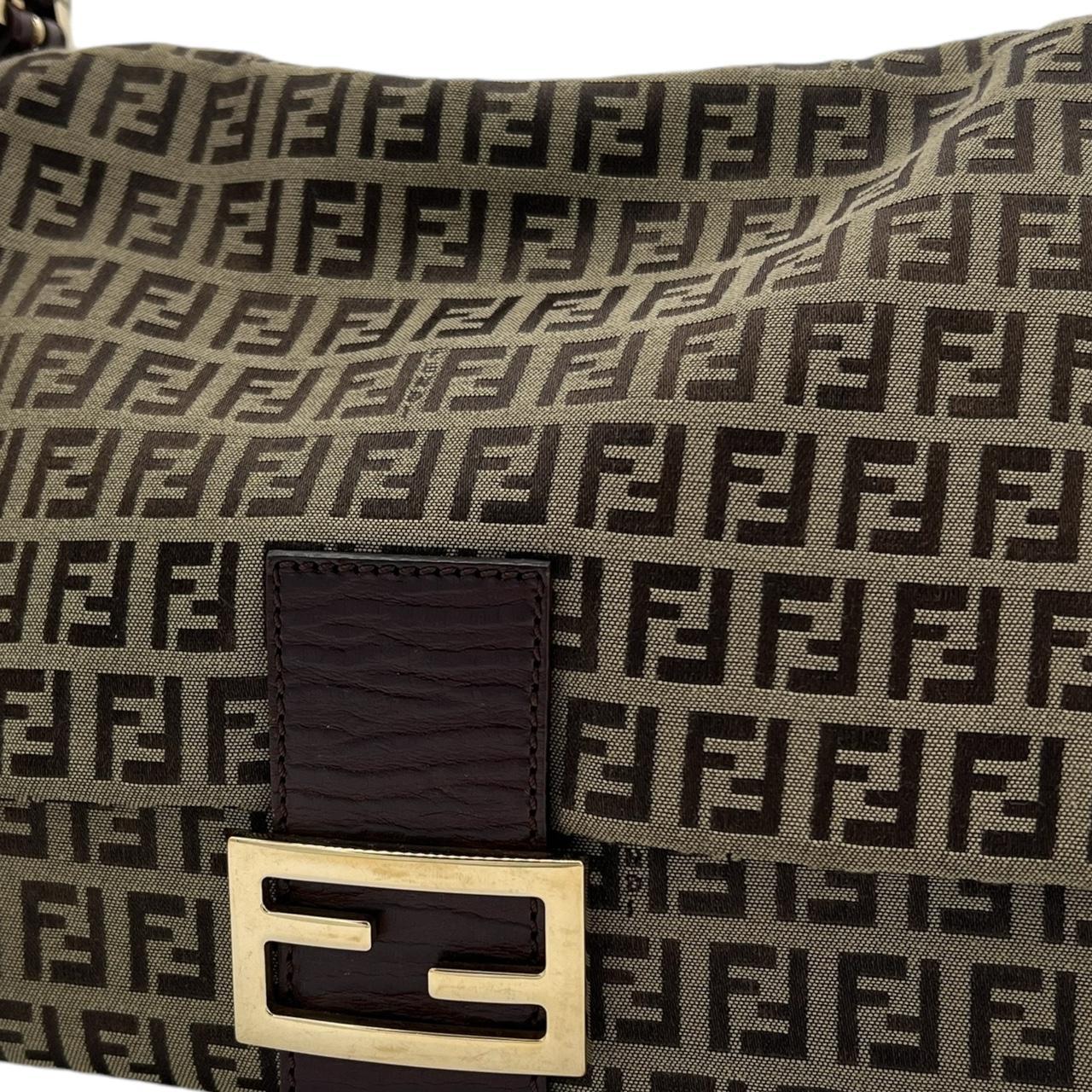 Fendi Mama Baguette Bag Brown Beige Monogram Canvas