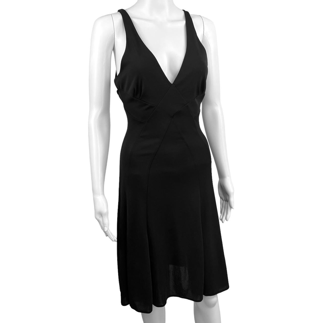 Dolce & Gabbana Black Mid Length Deep V-Neck Dress