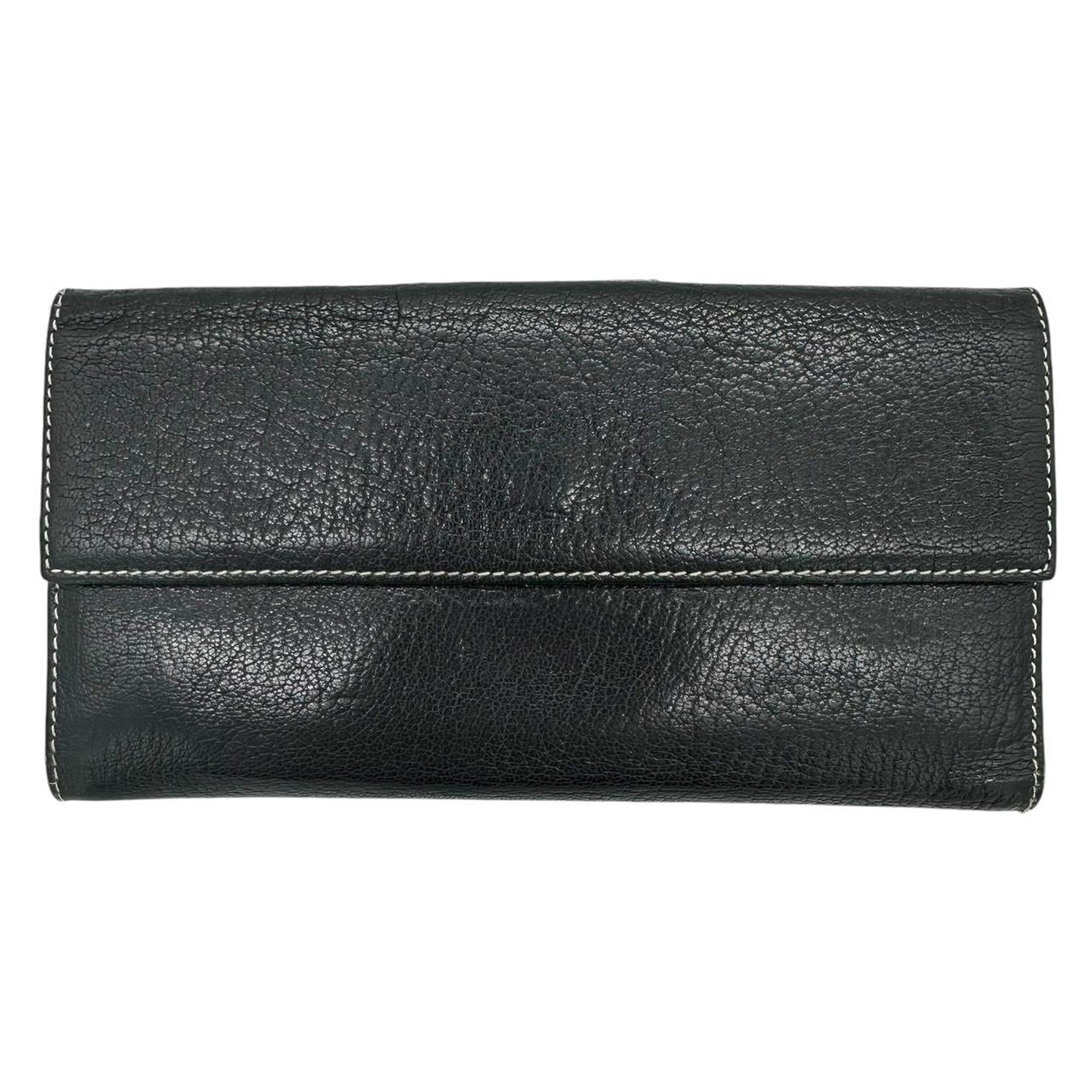 Fendi Black Leather Logo Long Wallet