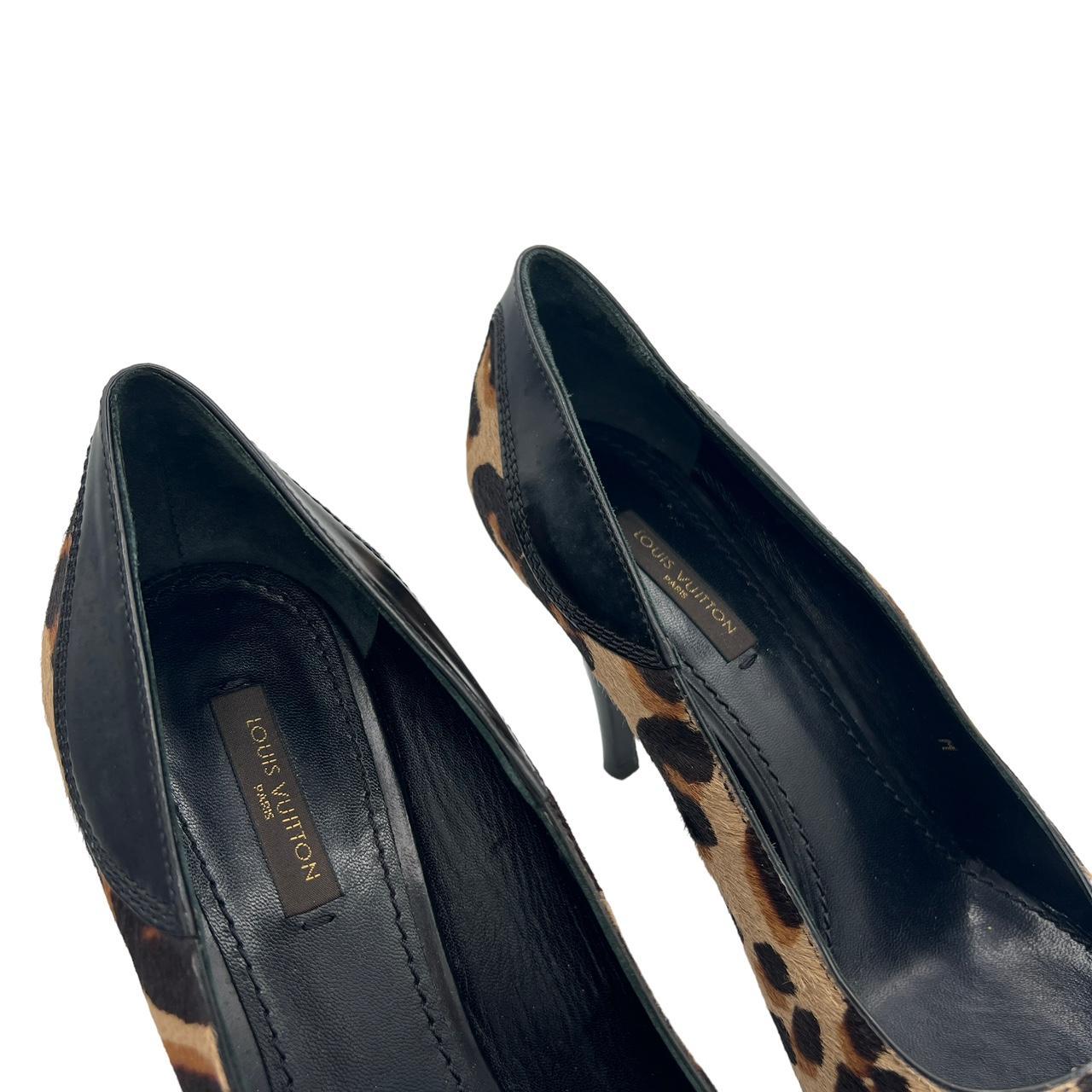 Louis Vuitton Leopard Print Pointed Toe Logo Heels - Outfit Repeater