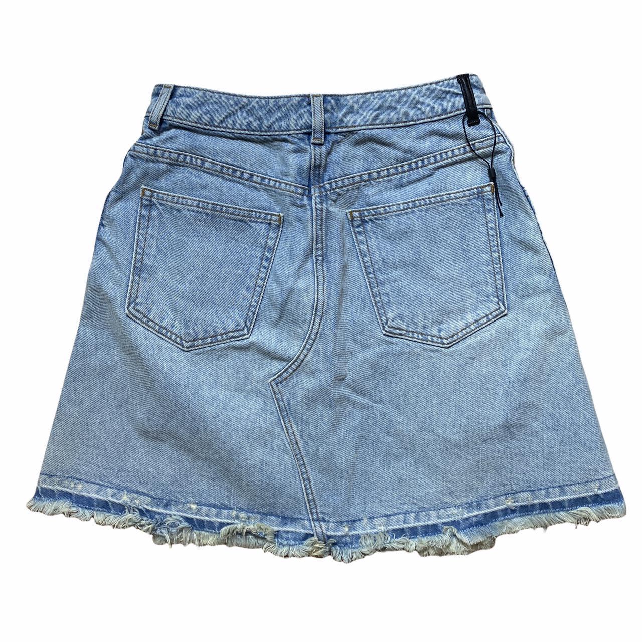 Alexander Wang Denim Pleated Mini Skirt with Center Slit