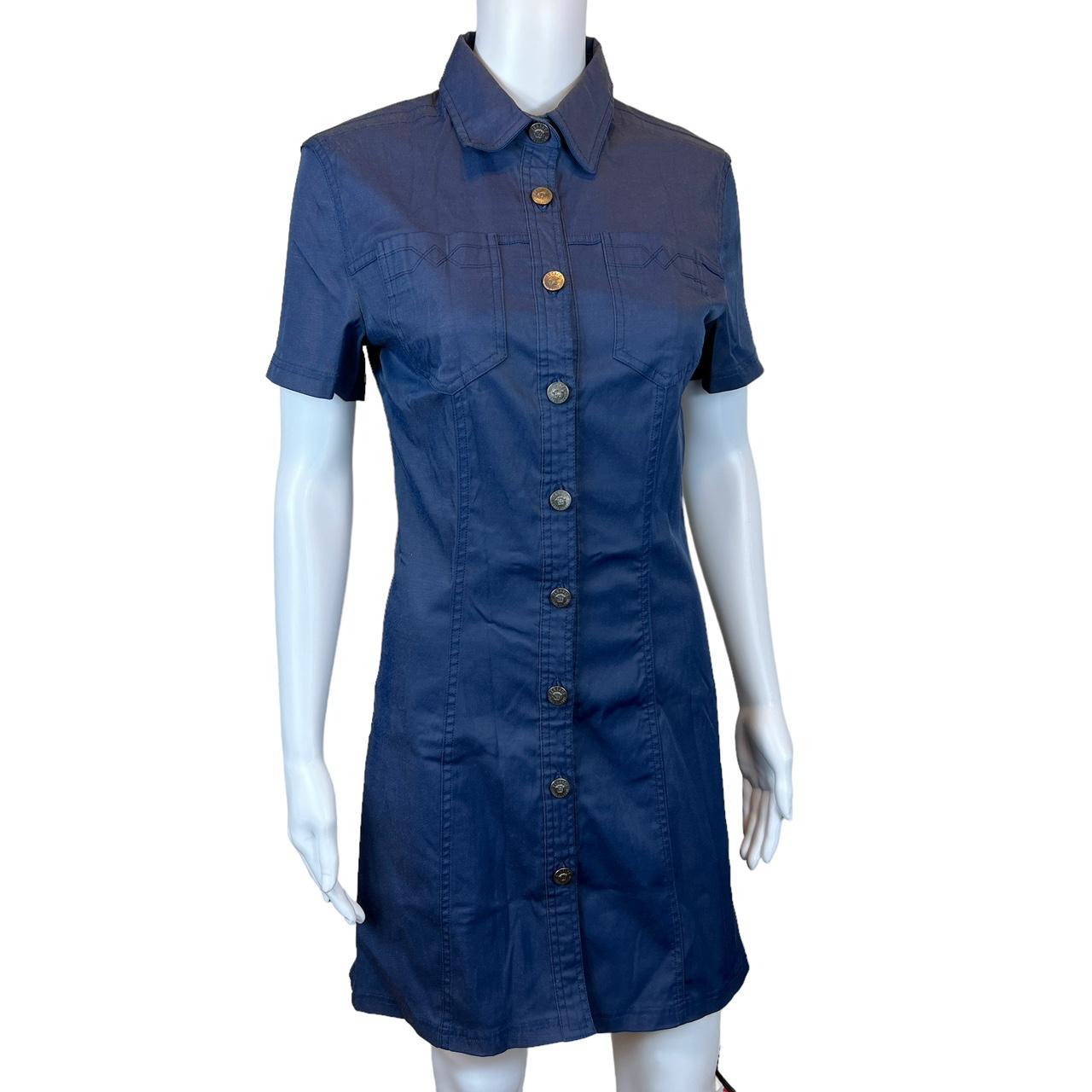 Versace Jeans Couture Blue Canvas Button Up Mini Dress - Outfit Repeater