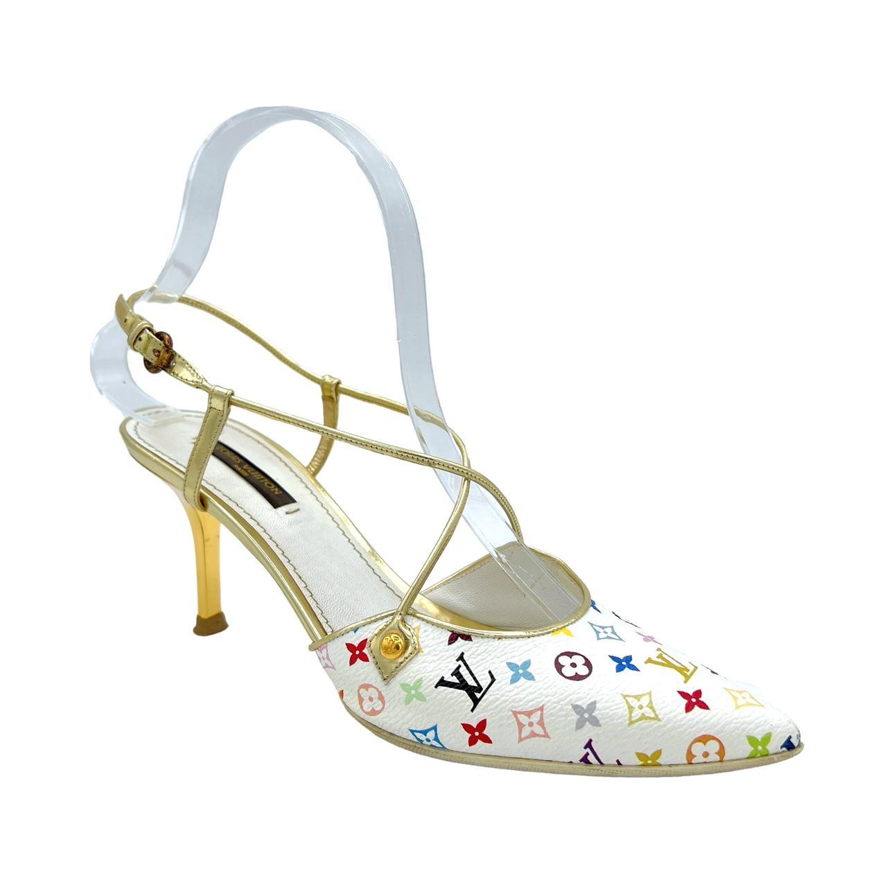 Louis Vuitton Pointed Toe Heels White Murakami Monogram