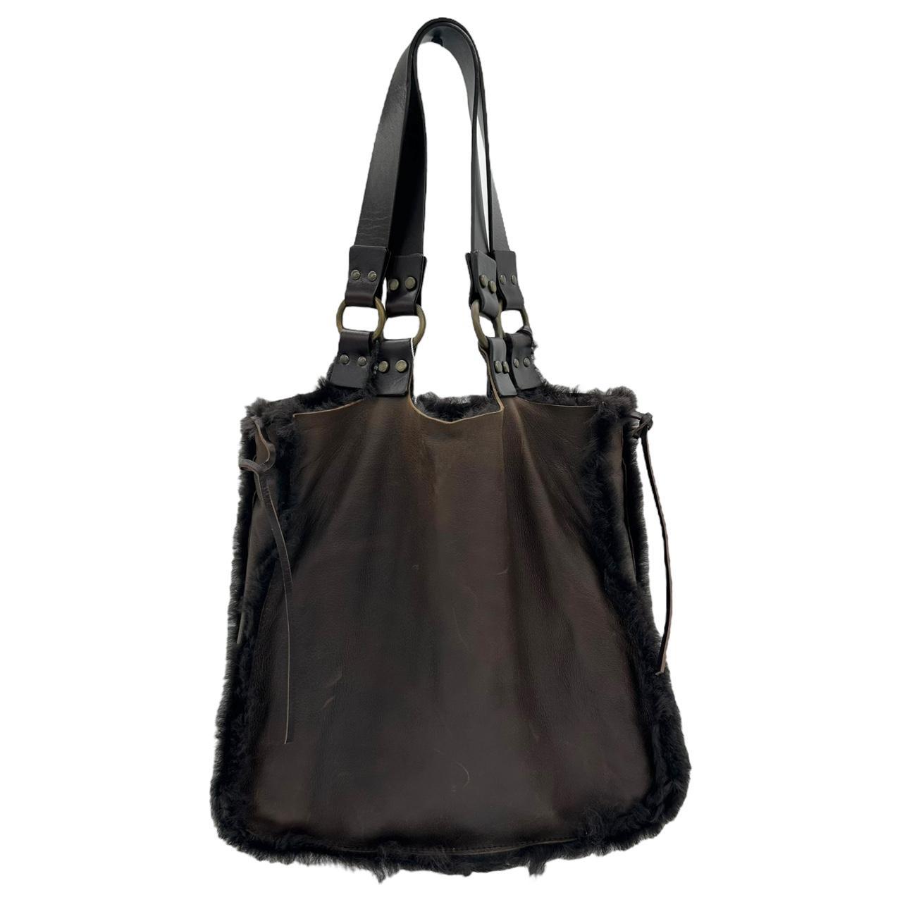 Dolce & Gabbana Brown Shearling Studded Butterfly Tote Bag - Outfit Repeater