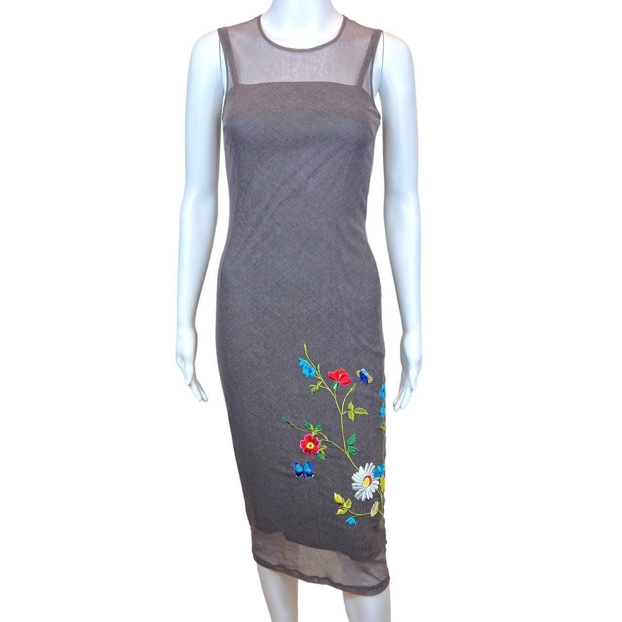 Dolce & Gabbana Purple Floral Embroidered Mesh Slip Dress - Outfit Repeater