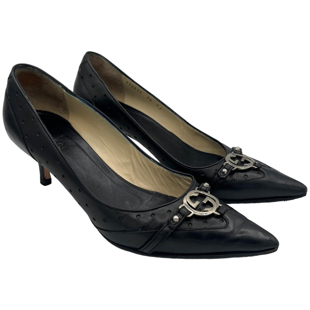 Gucci Black Pointed Toe Heels with GG Logo