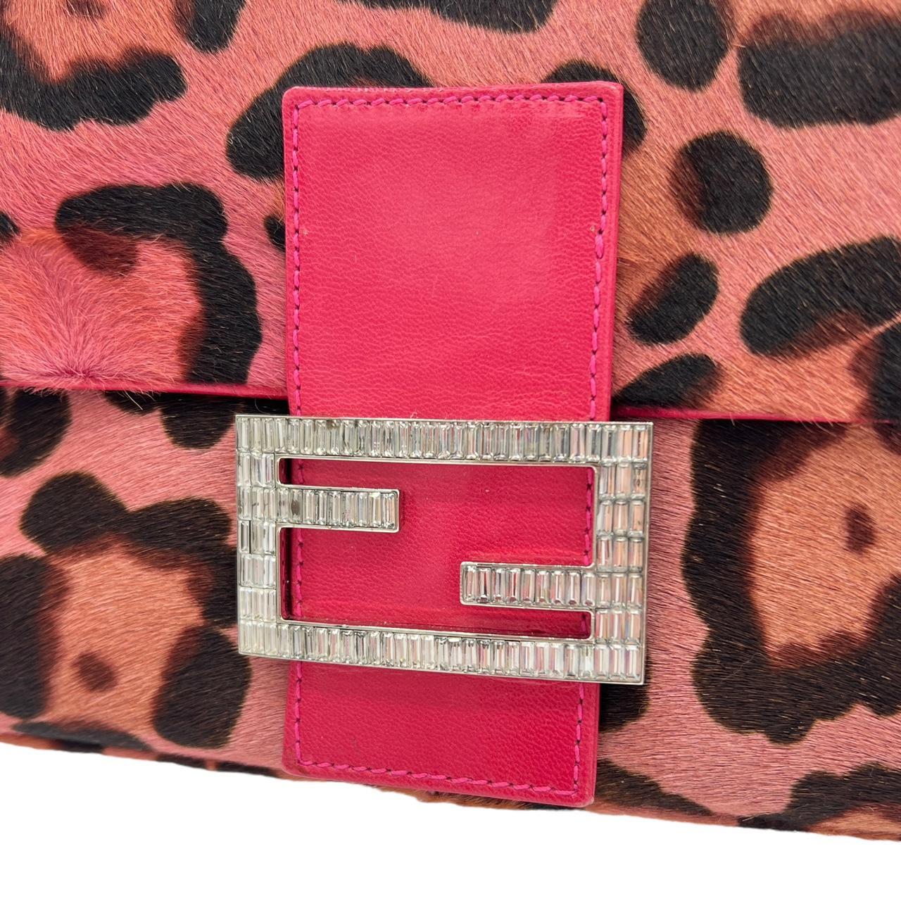 Fendi Hot Pink Leopard Print Baguette Shoulder Bag - Outfit Repeater