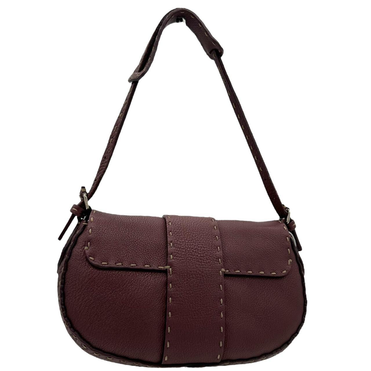 Fendi Selleria Burgundy leather Mini Crescent Shoulder Bag - Outfit Repeater