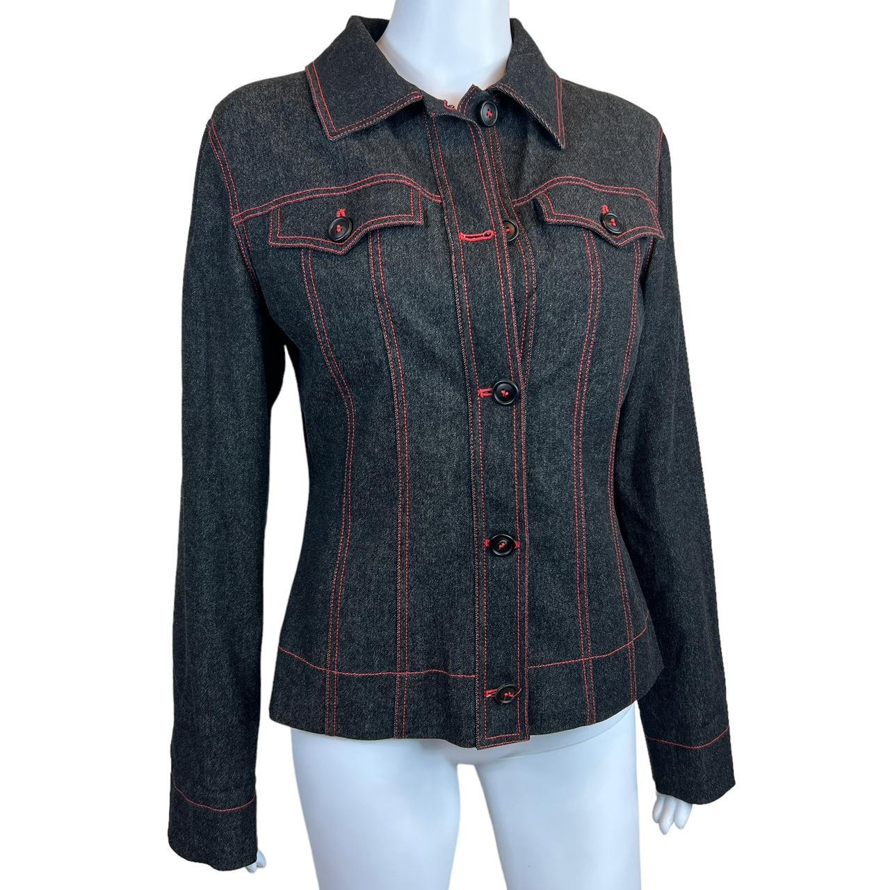 Dolce & Gabbana Wool Blend 'Denim Look' Jean Jacket with Hot Pink / Red Contrast Stitching - Outfit Repeater