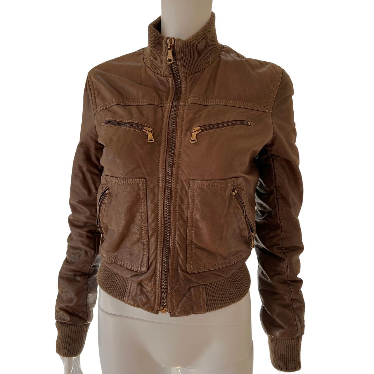 Dolce & Gabbana Brown Leather Bomber Jacket