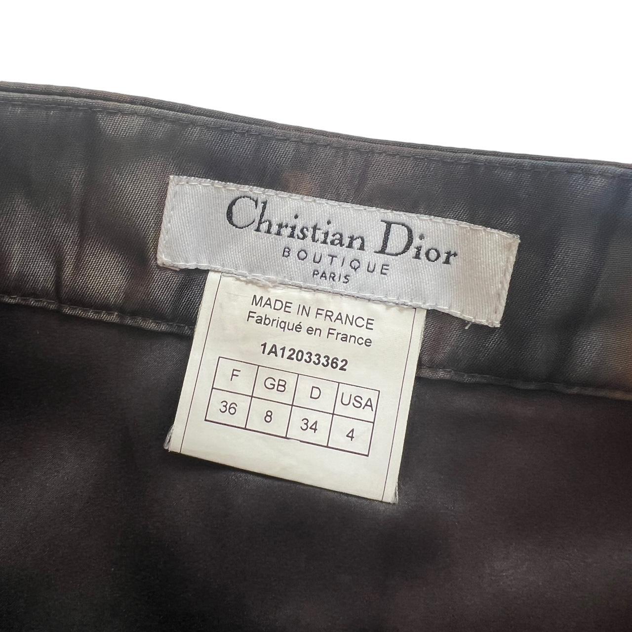 Christian Dior by John Galliano F/W 2001 Brown Printed Silk Midi Skirt - Outfit Repeater