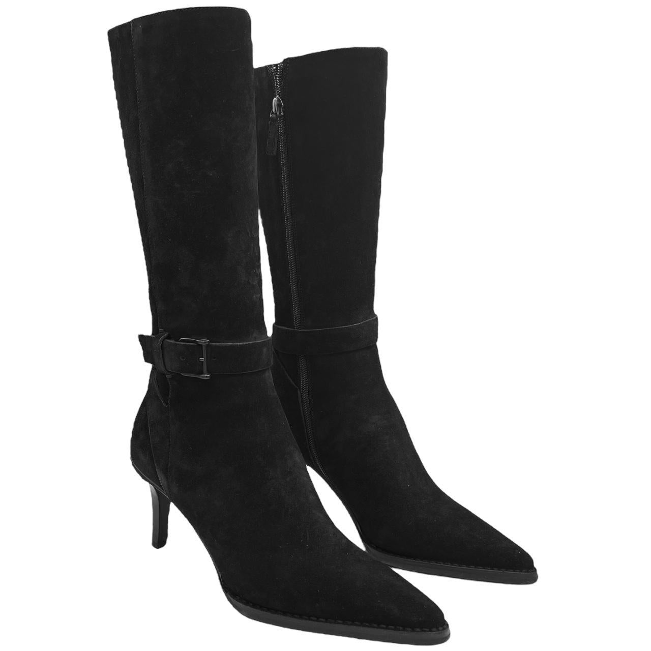 Gucci by Tom Ford Black Suede Pointed Toe Knee High Boots - Outfit Repeater