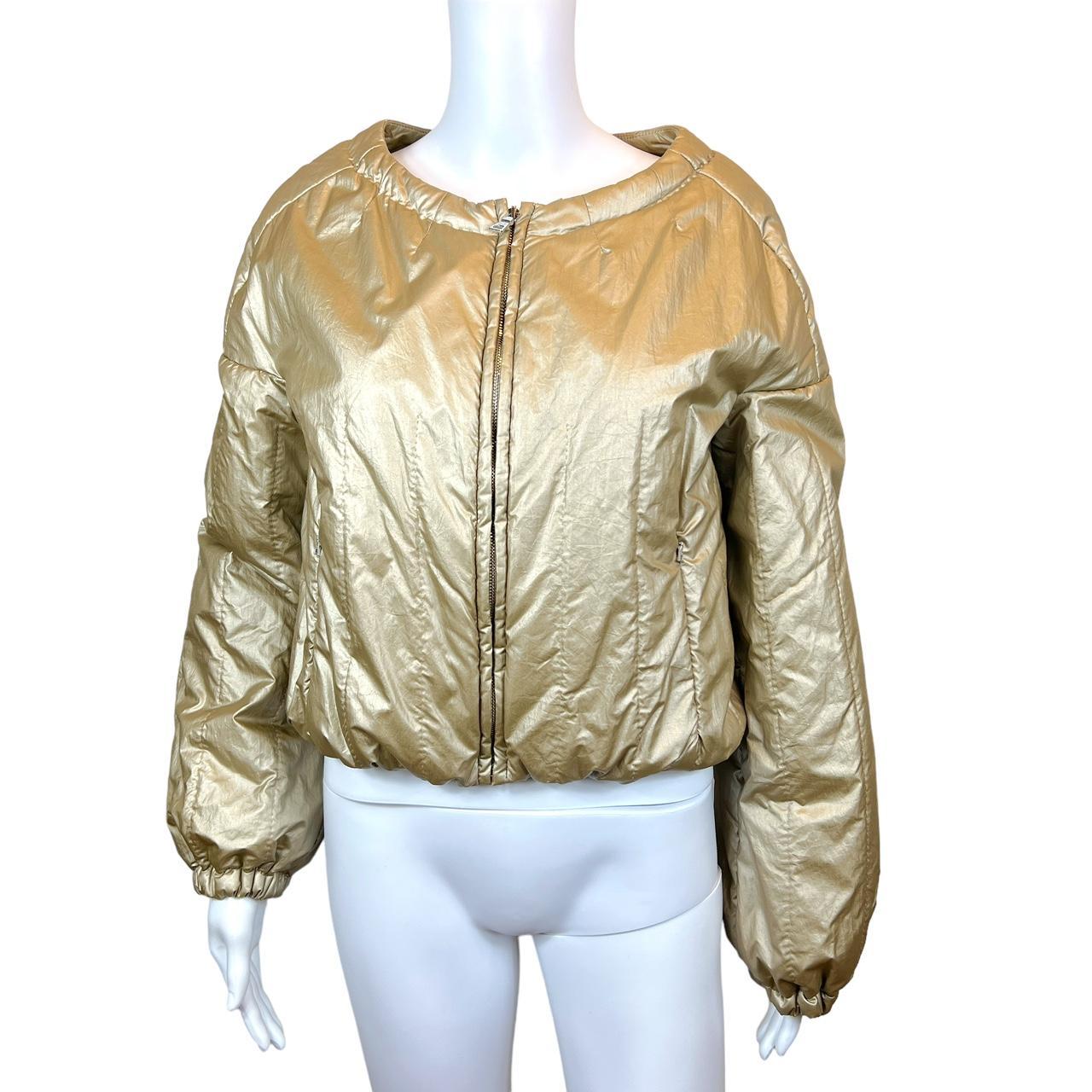 Prada 2007 Metallic Gold Cropped Bomber Puffer Jacket - Outfit Repeater