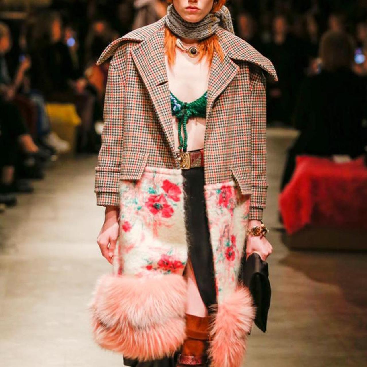 Prada FW17 RTW Cordonetto Link Knit Crochet Bralette Crop Top Green - Outfit Repeater