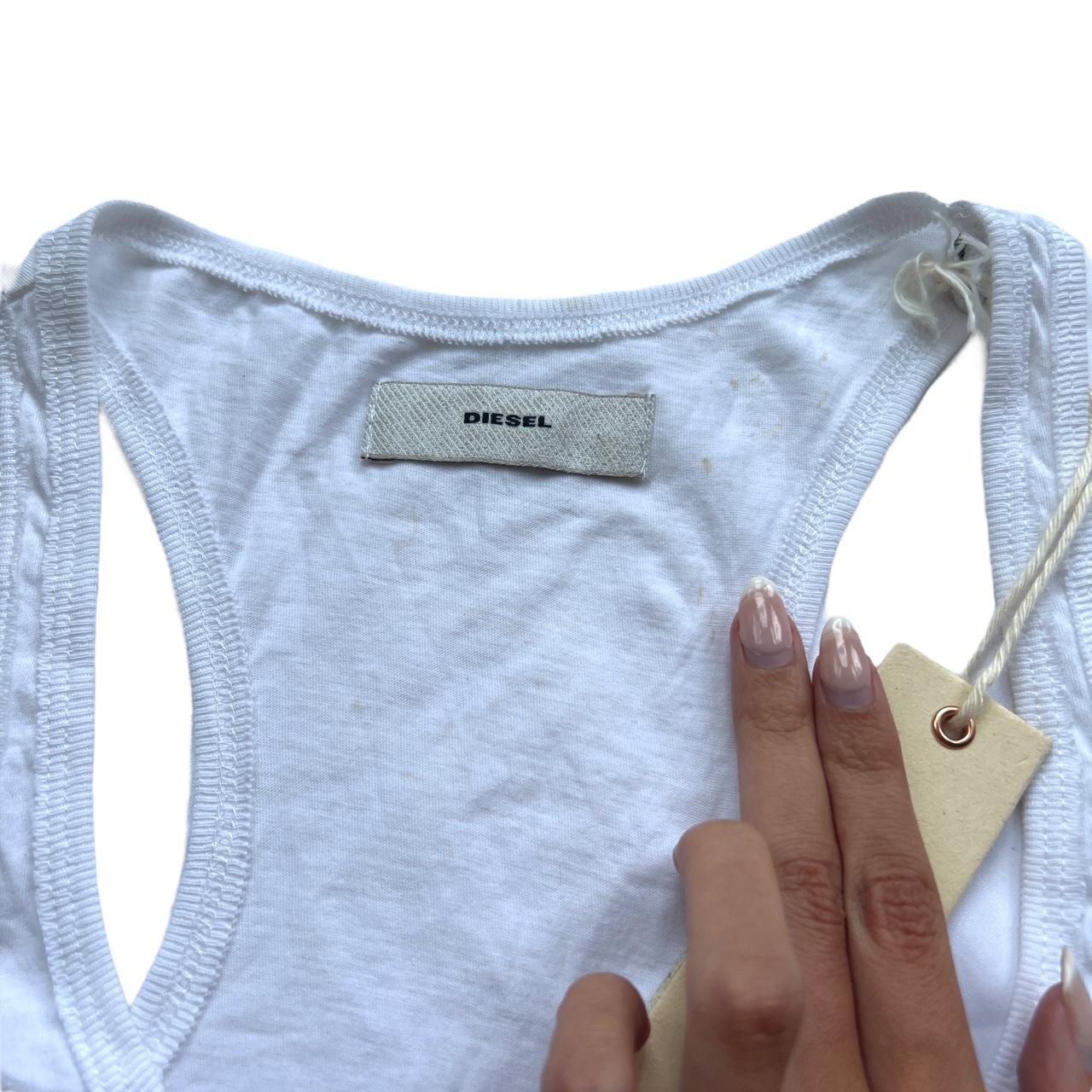 DIESEL White Tank Top with Velvet Old English Spell-Out Logo Graphic - Outfit Repeater