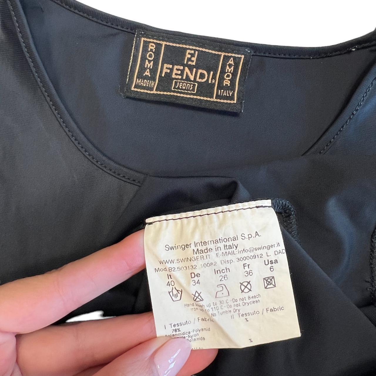 Fendi Black Spandex Top With Rhinestone Logo