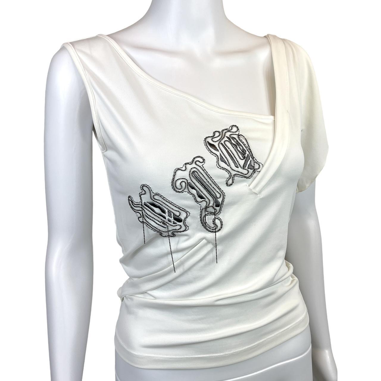 Versace Jeans Couture White Asymmetrical Logo Top - Outfit Repeater