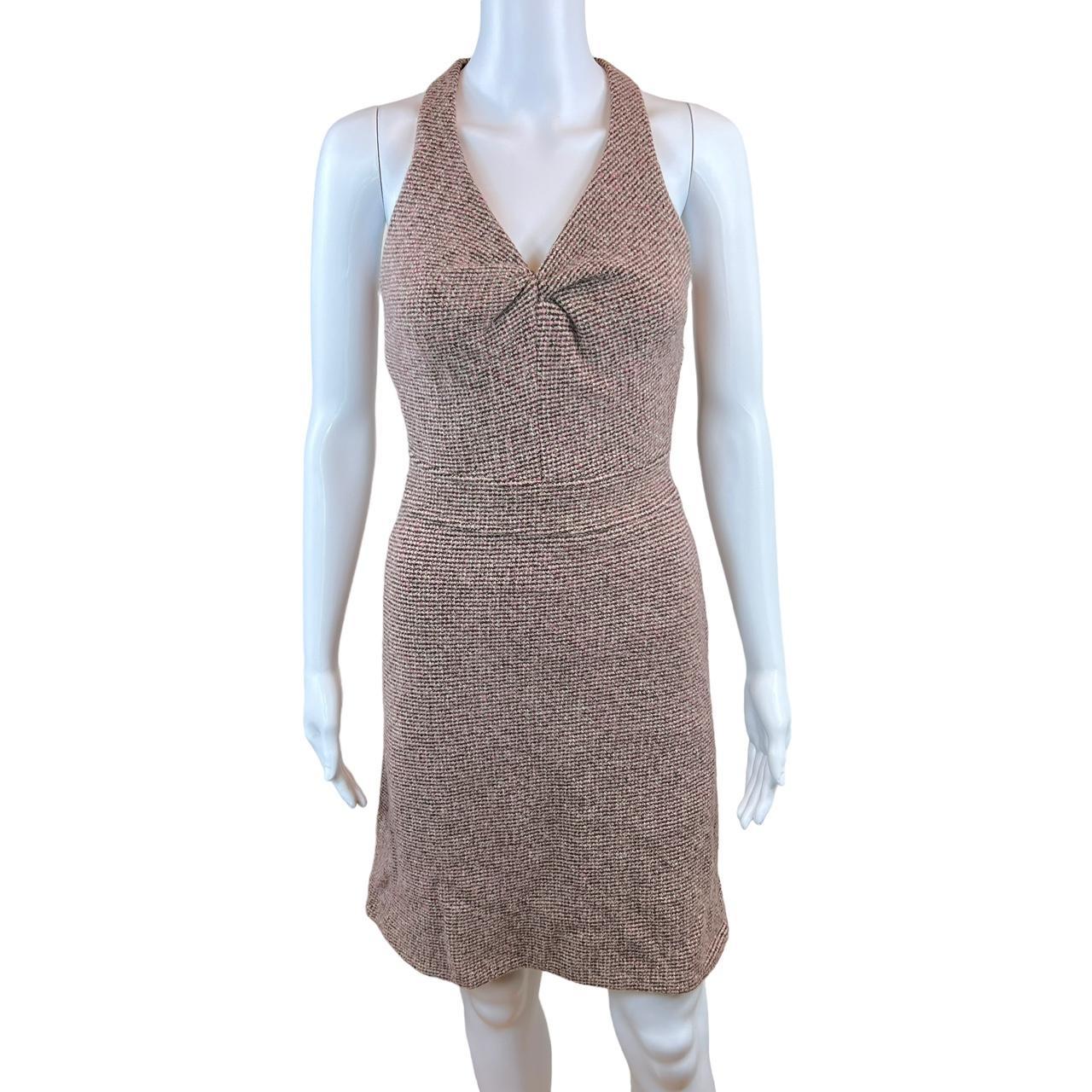 Burberry Blue Label Pink and Brown Tweed Halter Style Midi Dress