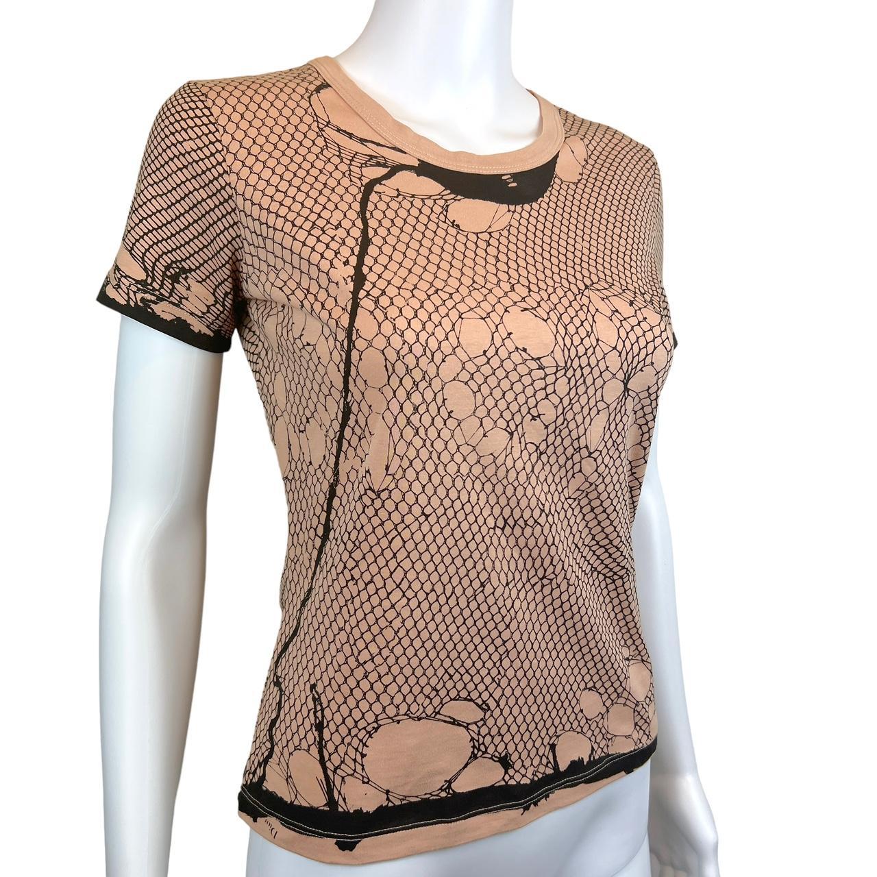 Christian Dior By John Galliano S/S 2006 Pink and Black Fishnet Logo T-Shirt