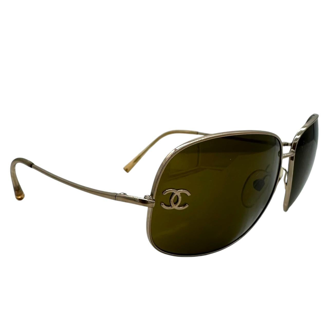 Chanel Oversized Brown Oval Sunglasses