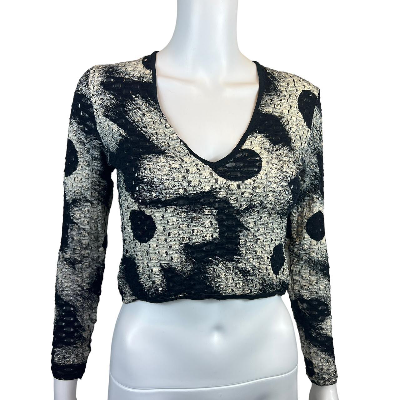 Christian Dior by John Galliano Spring 2001 Printed Knit Crop Sweater