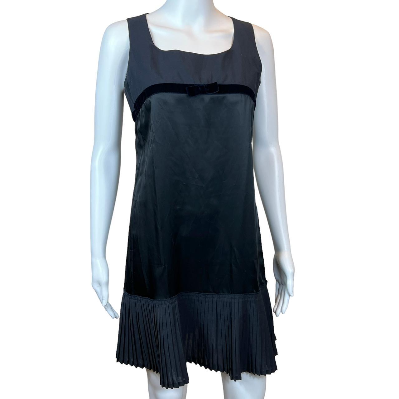 Miu Miu Navy Blue Silk Mini Dress with Bow