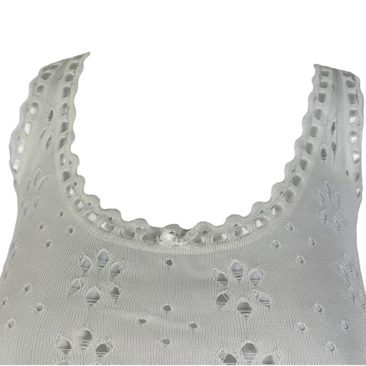 Christian Dior by John Galliano S/S 2003 White Knit Eyelet Tank Top