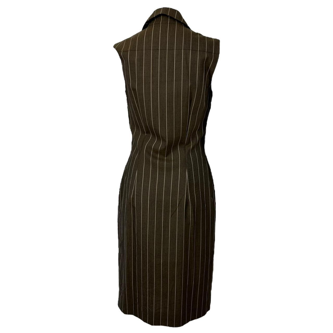 Christian Dior Brown Pinstripe Midi Dress