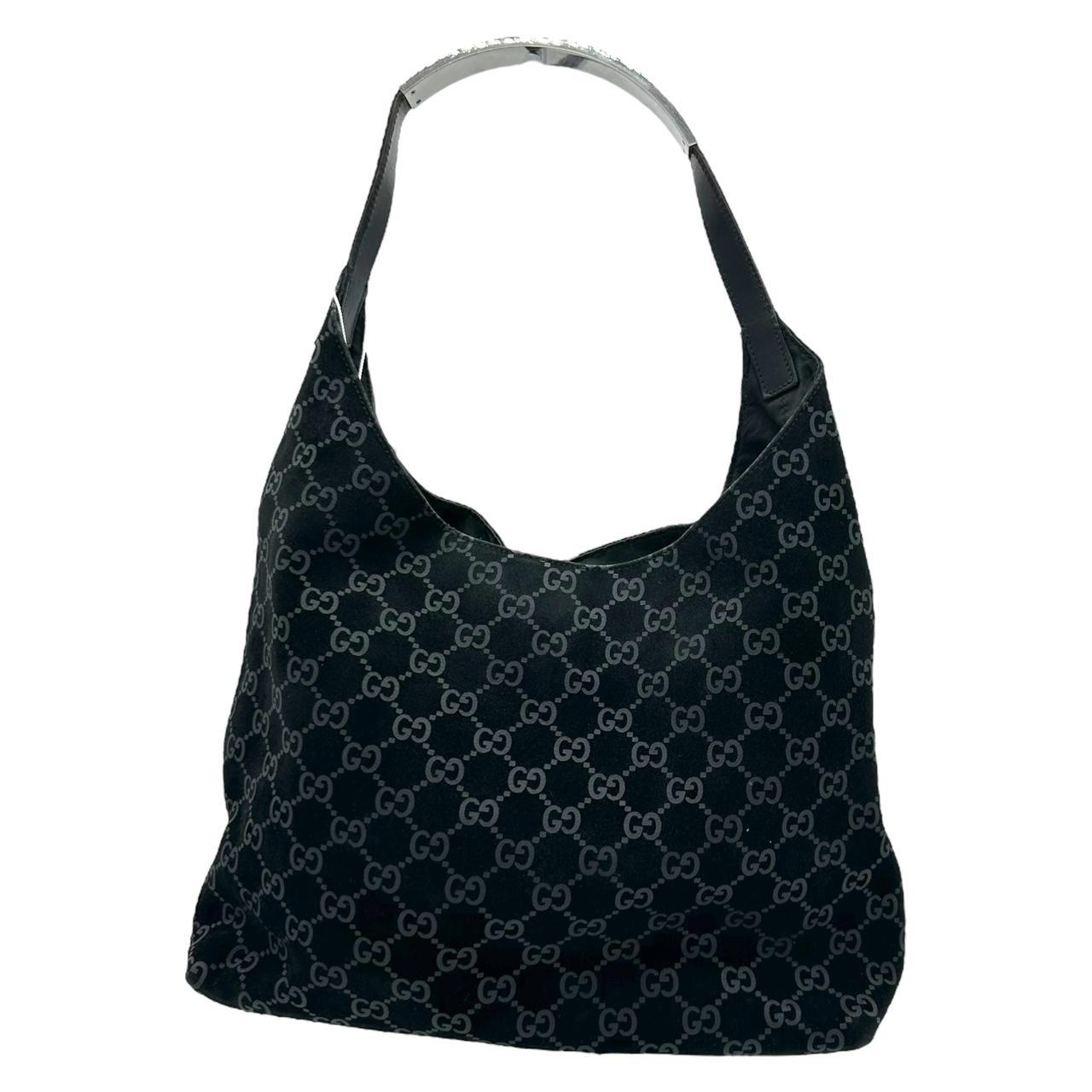 Gucci Black Suede Embossed Monogram Shoulder Bag - Outfit Repeater