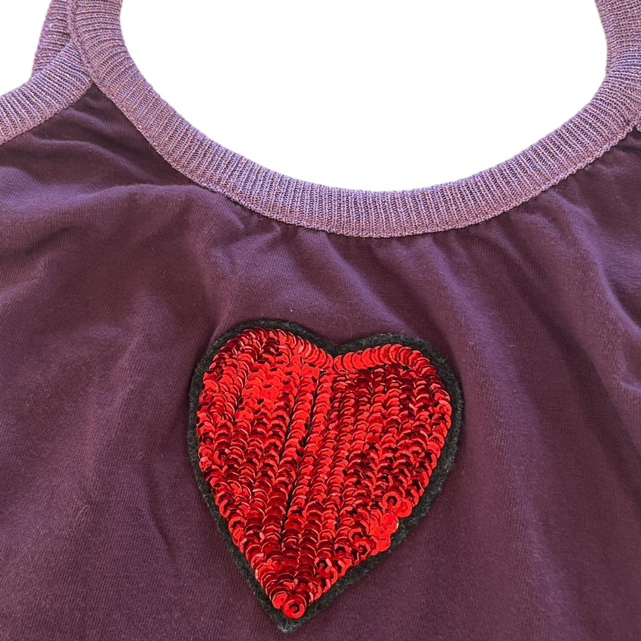 Dolce & Gabbana Purple Tank Top with Red Sequin Heart - Outfit Repeater
