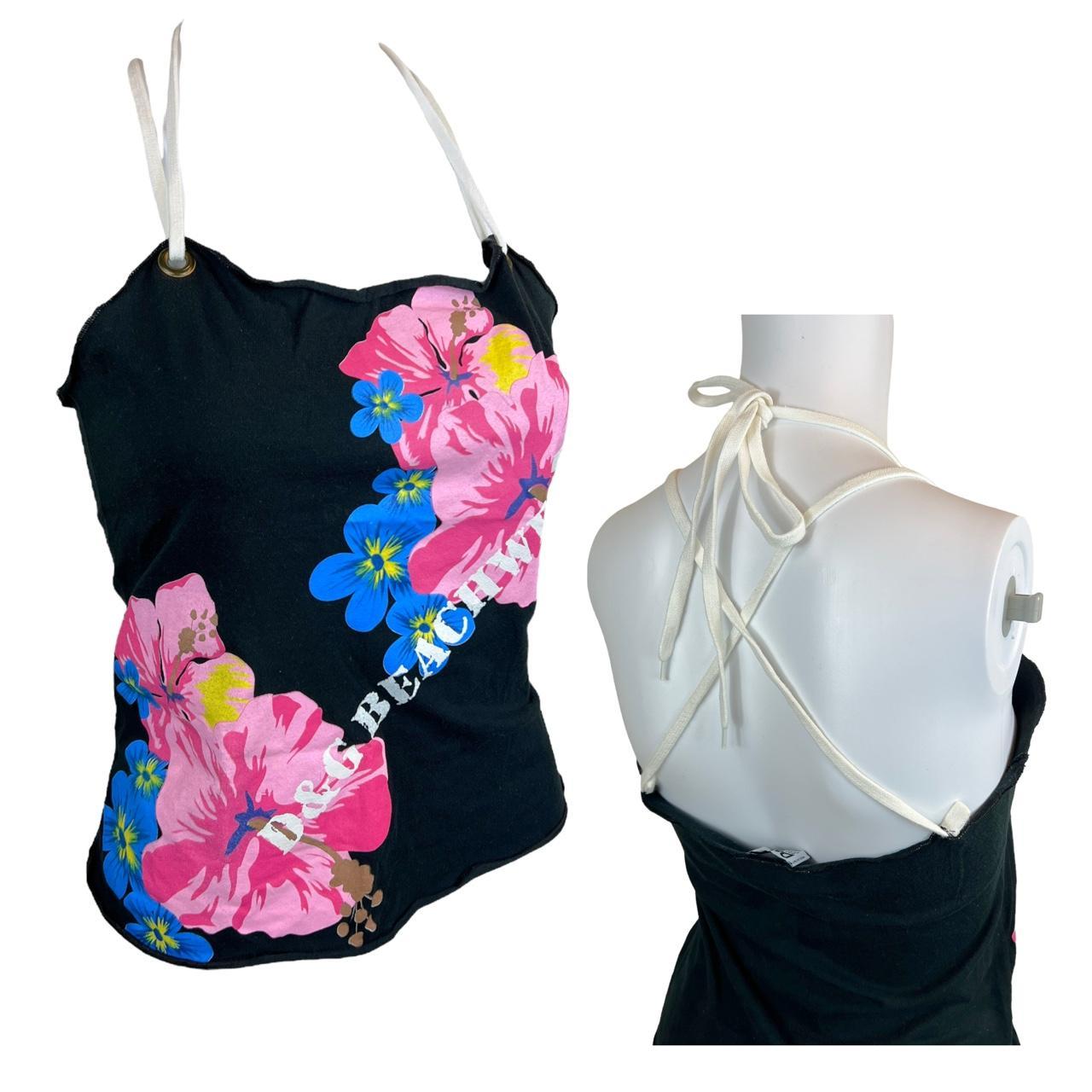 Dolce & Gabbana Beachwear Hibiscus Graphic Tie-Back Halter Tank Top - Outfit Repeater