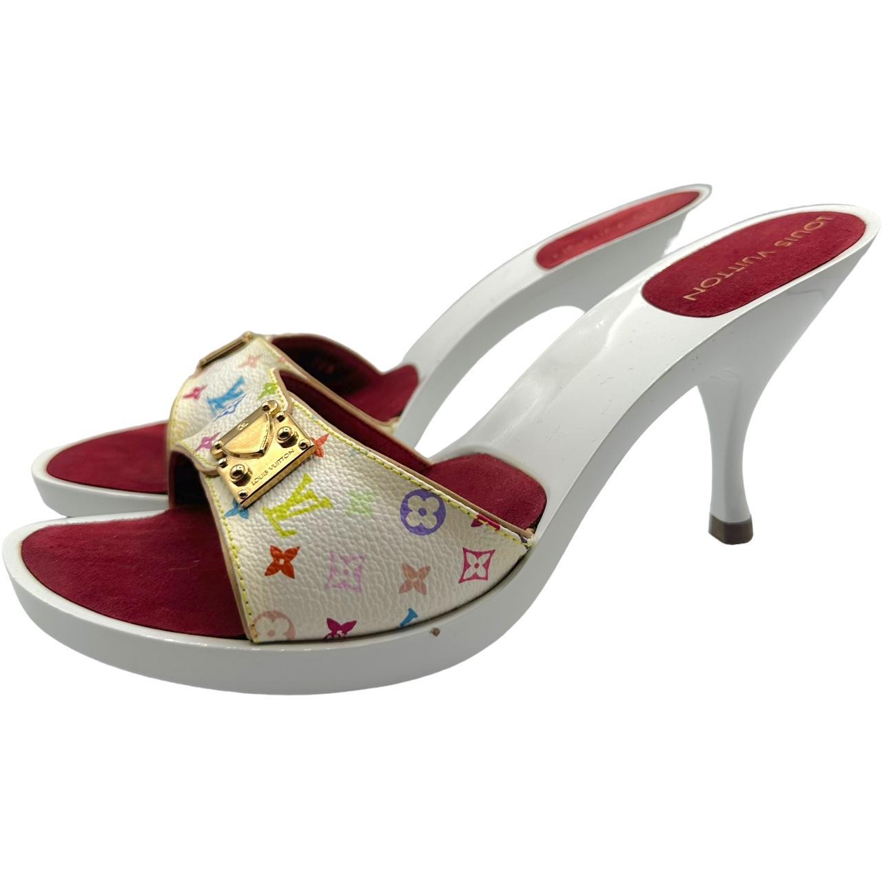 Louis Vuitton Heeled Sandals White Multicolor Monogram