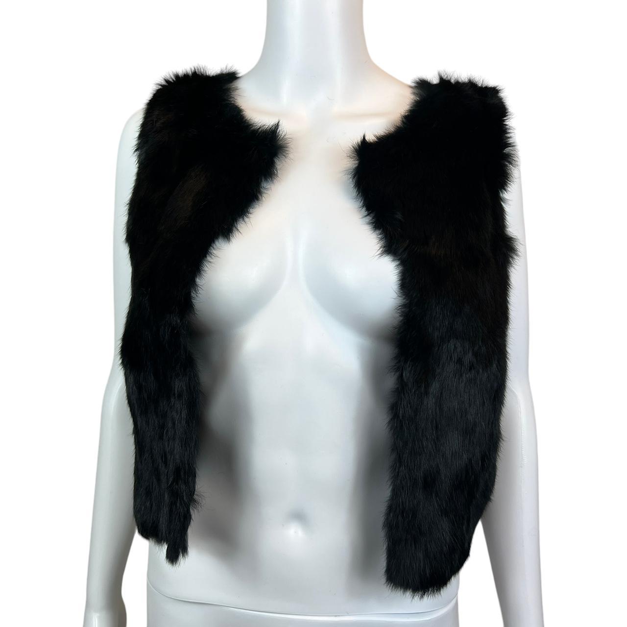 Fendi Jeans Black Rabbit Fur Cropped Knit Vest - Outfit Repeater