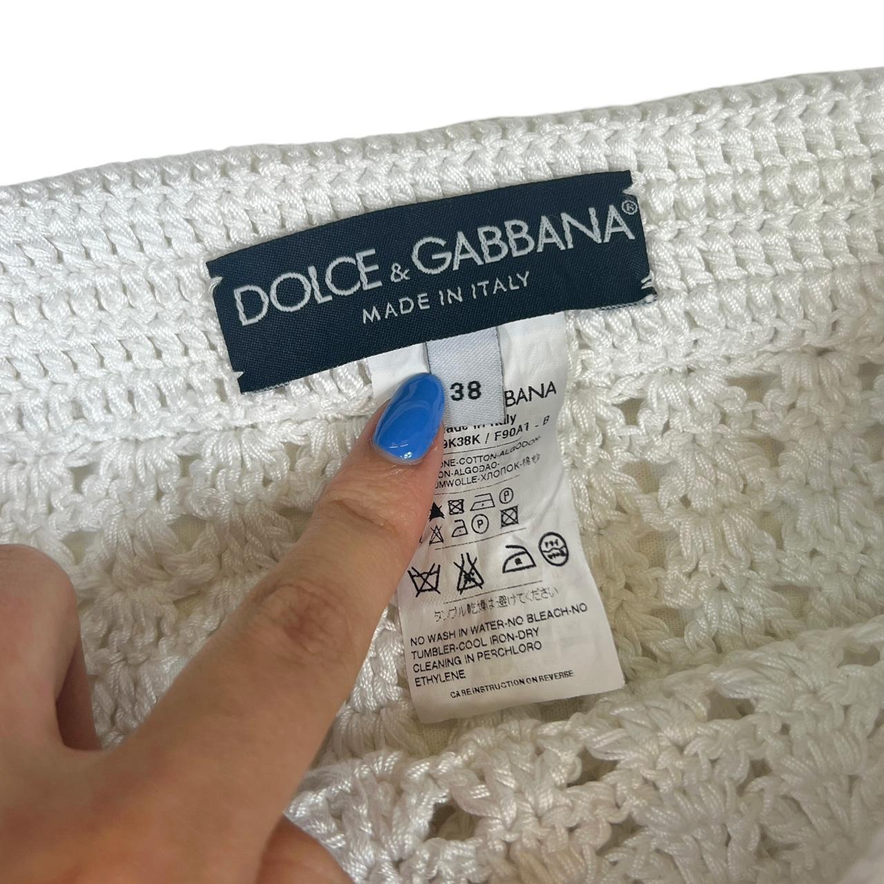 Dolce & Gabbana White Open Knit Crochet Midi Skirt