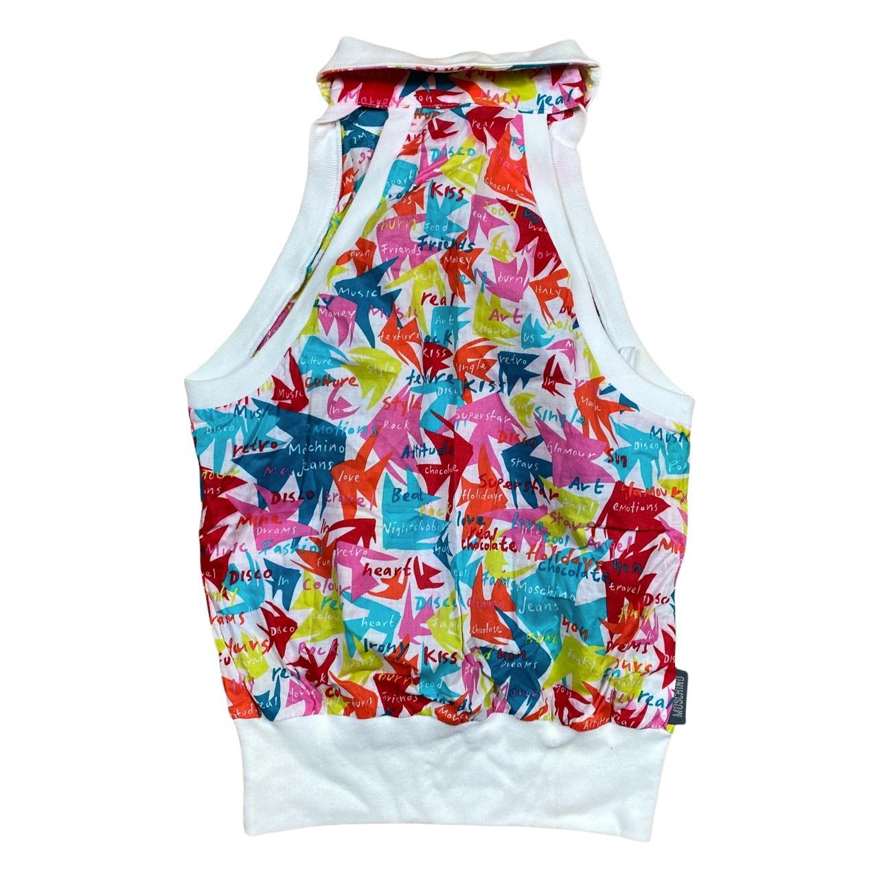 Moschino Jeans Colorful Printed Collared Racerback Tank Blouse