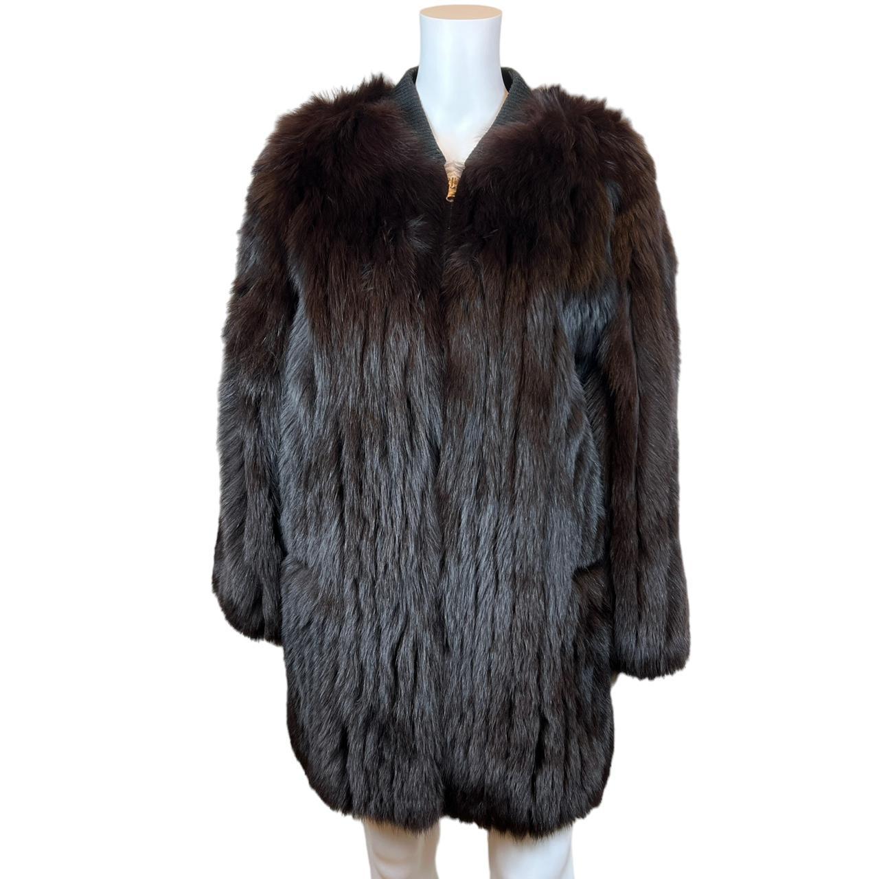 Jean Paul Gaultier Reversible Burgundy Fur Coat / Blue Satin Bomber Jacket - Outfit Repeater