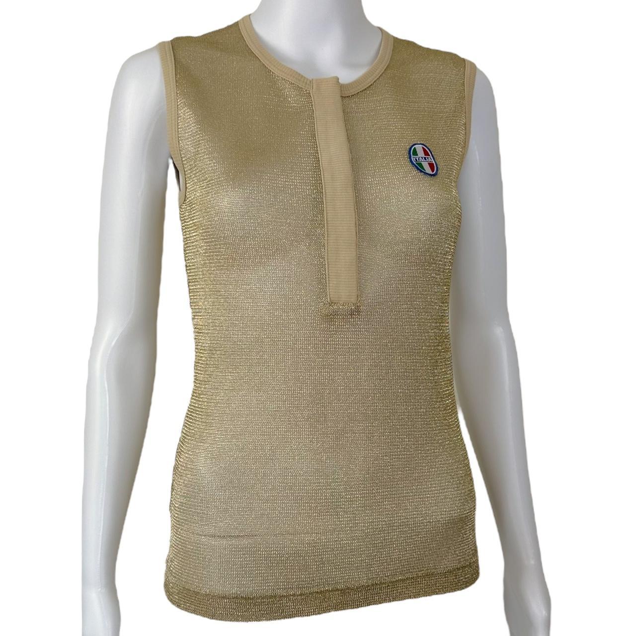 Dolce & Gabbana Italia Patch Sheer Gold Knit Tank Top - Outfit Repeater