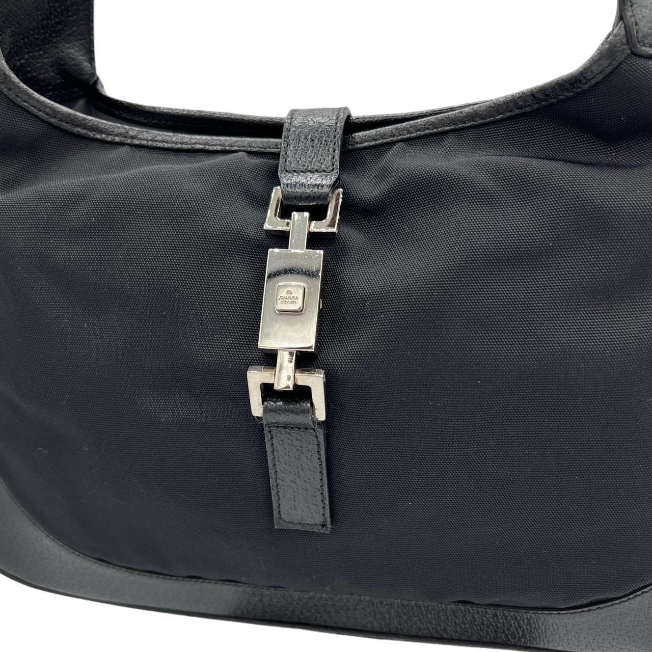 Gucci Jackie Black Canvas Leather Shoulder Bag