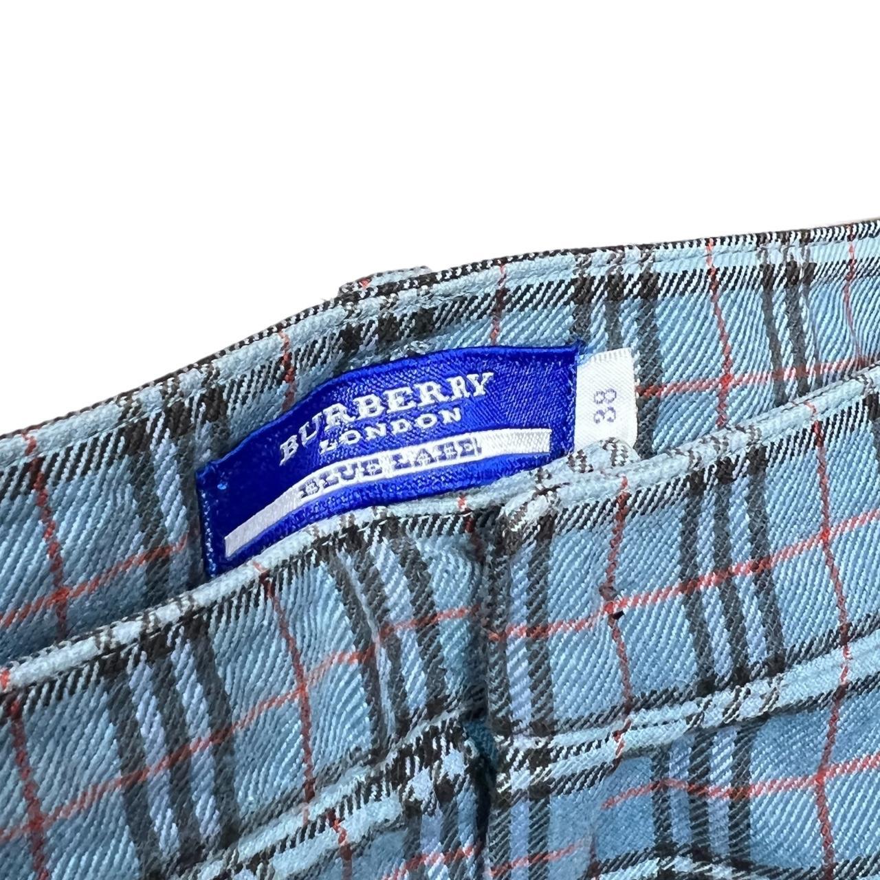 Burberry Blue Label Light Blue Nova Check Plaid Straight Leg Pants