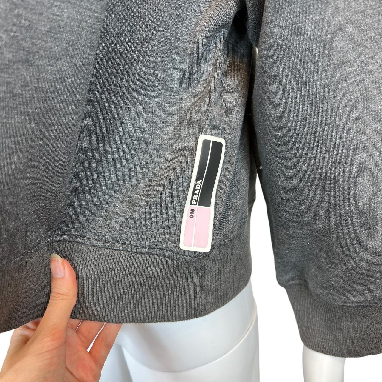 Prada Cropped Boxy Oversized Pullover Sweatshirt with Pink and Black Rubber Logo Patch