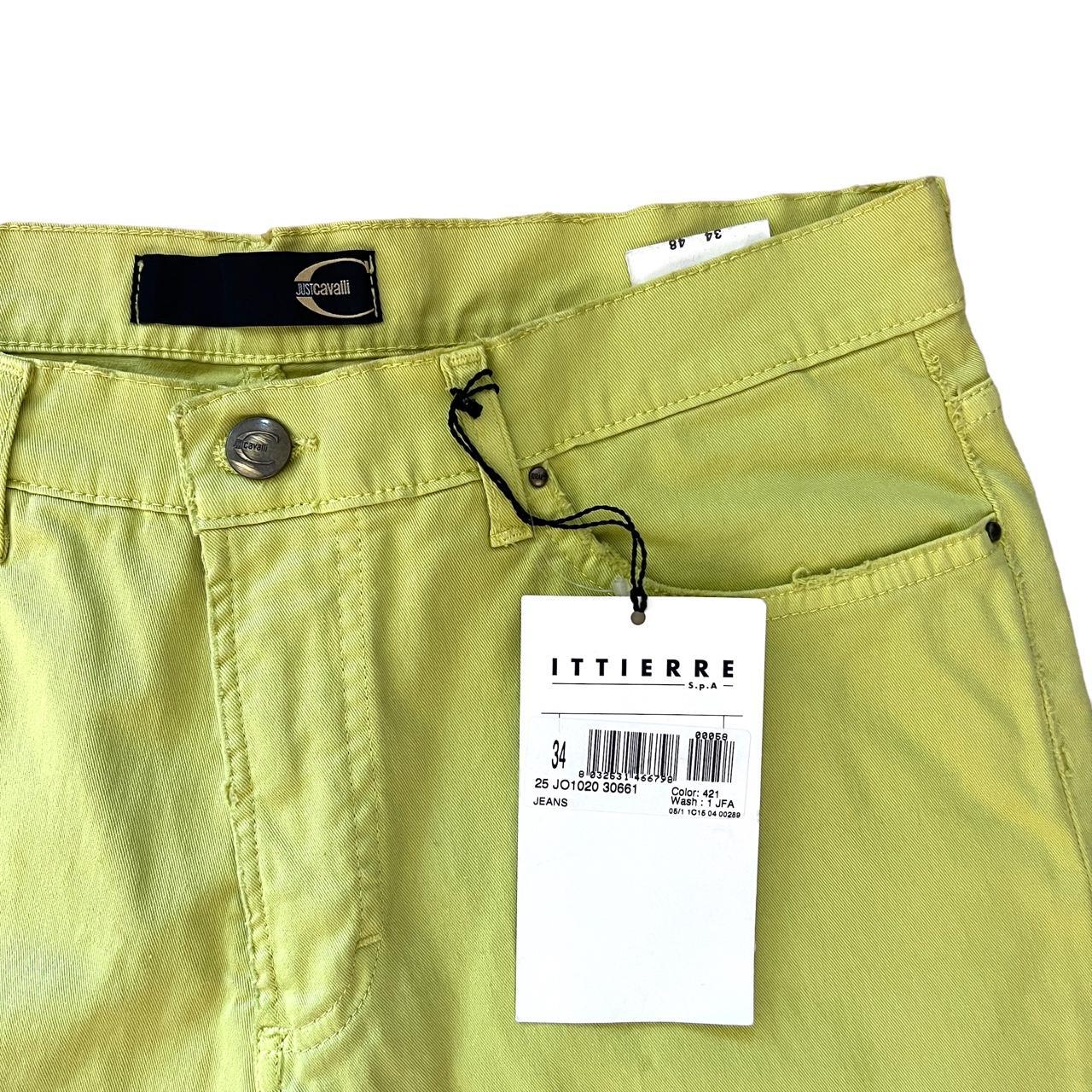Just Cavalli by Roberto Cavalli Chartreuse Yellow-Green Colored Low Rise Straight Leg Jeans - Outfit Repeater