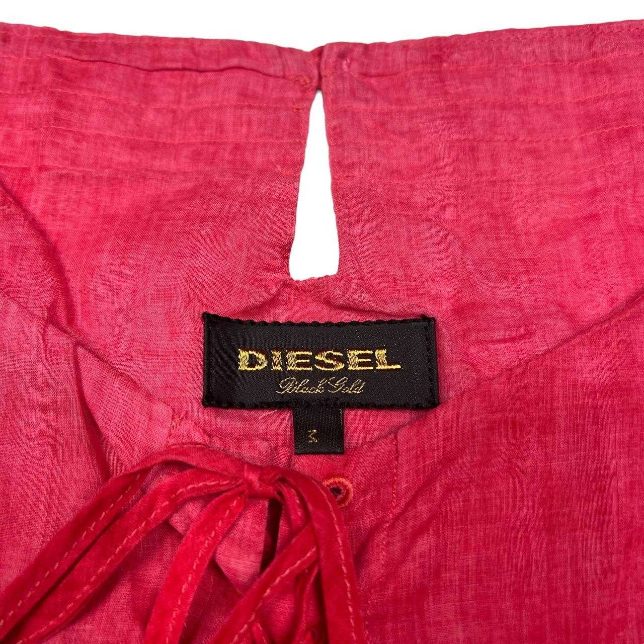 DIESEL Black Gold Label Hot Pink Babydoll Style Lace Up Blouse Cami