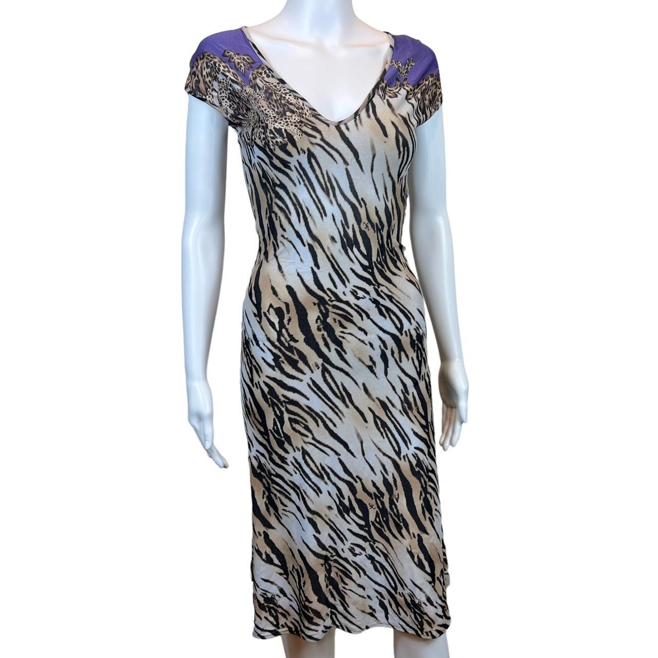 Versace Jeans Couture Leopard Tiger Print Midi Dress
