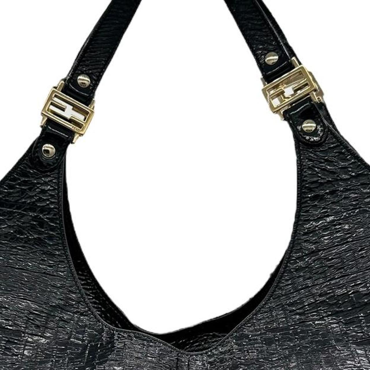 Fendi Black Patent Leather Hobo Bag