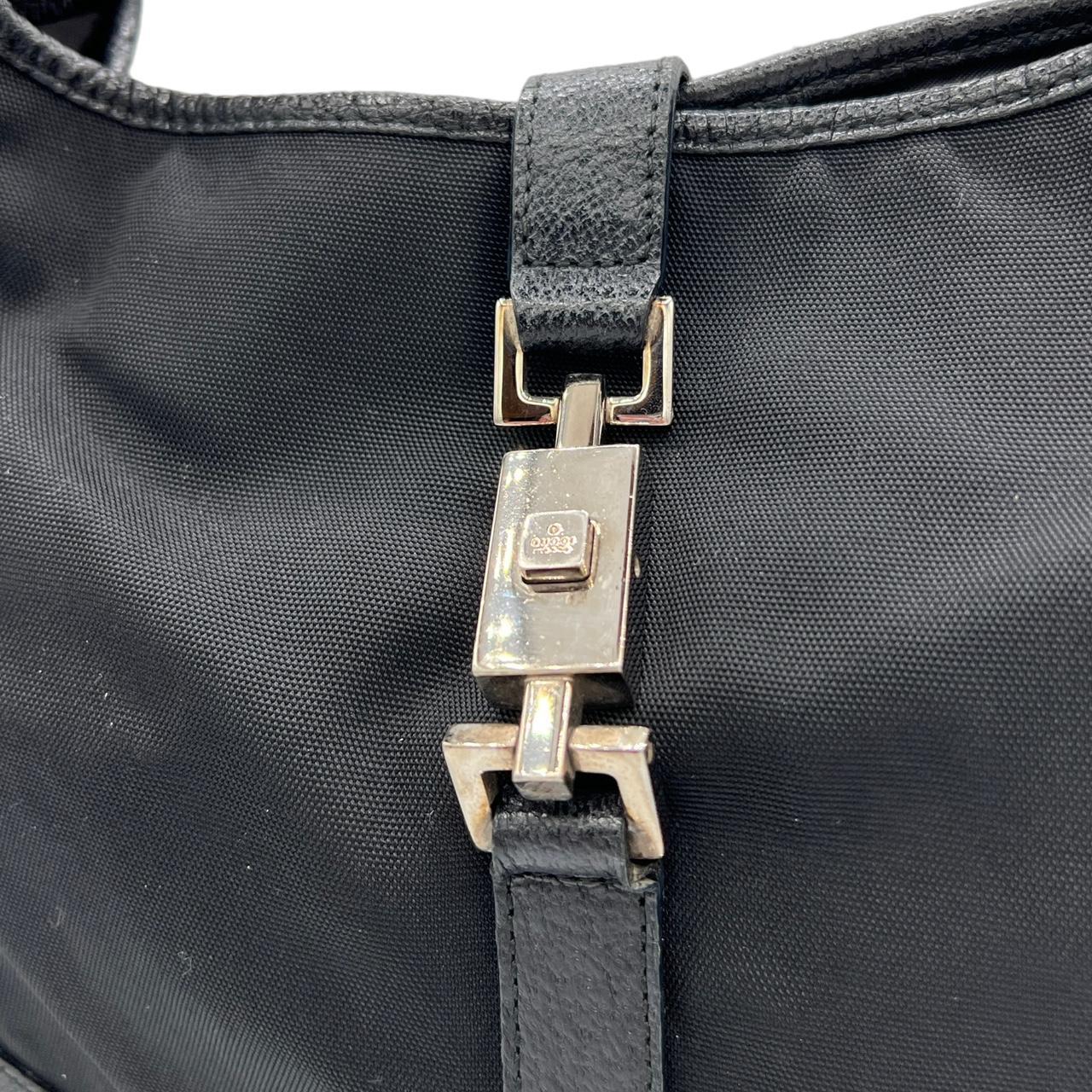 Gucci Jackie Black Canvas Leather Shoulder Bag