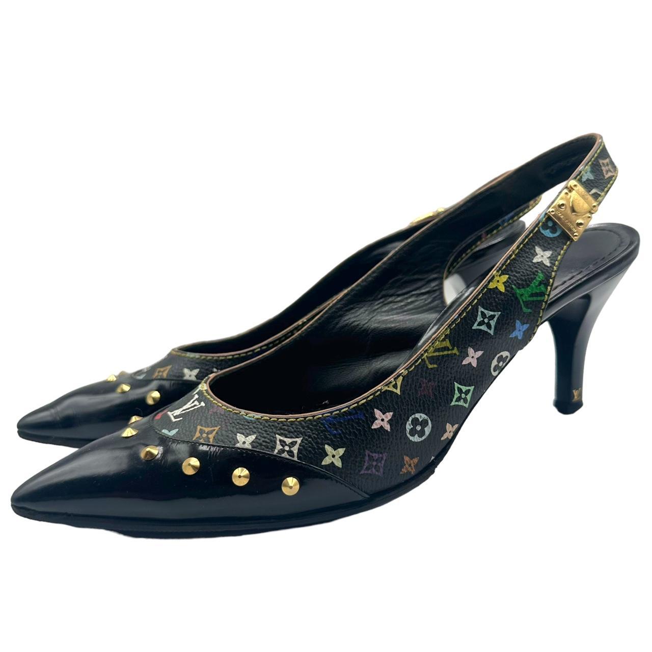 Louis Vuitton Pointed Toe Heels Black Multicolor Monogram