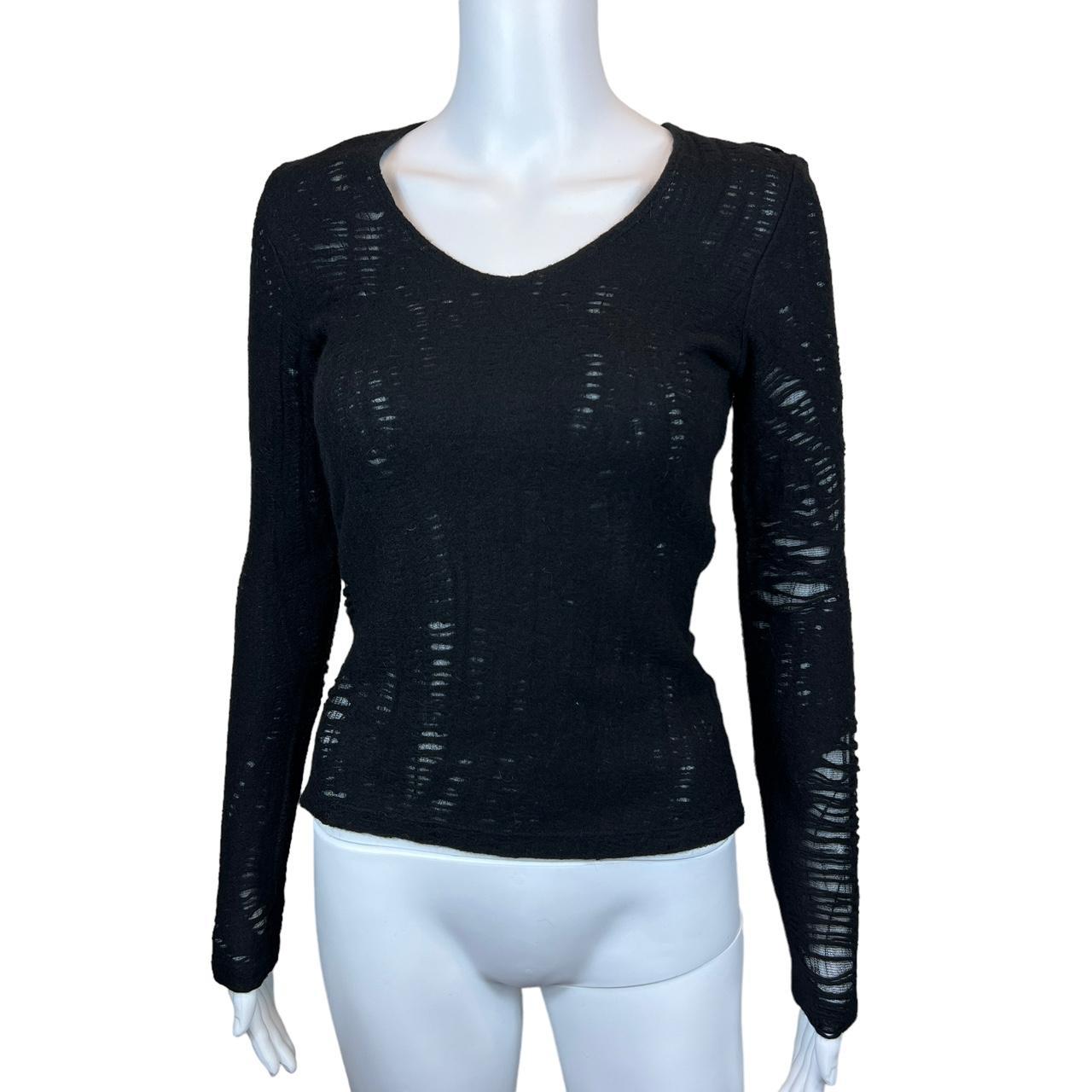 Versus Versace Black 'Distressed' Black Mesh Sweater