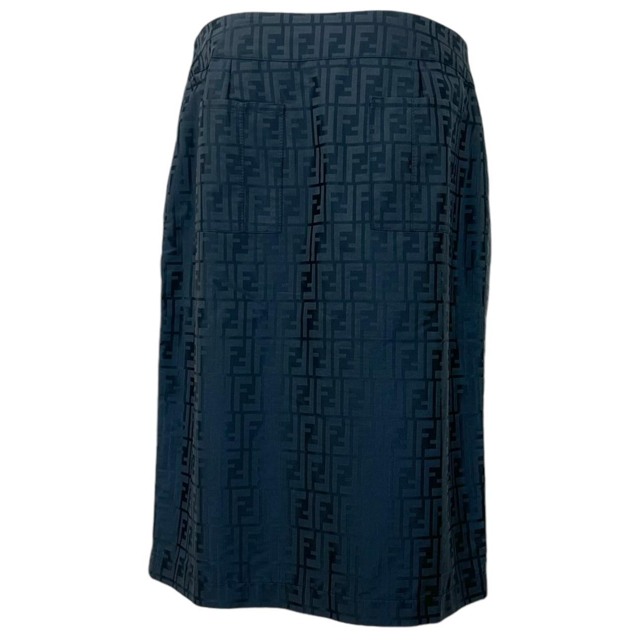 Fendi Navy Blue Zucca Monogram Midi Skirt - Outfit Repeater